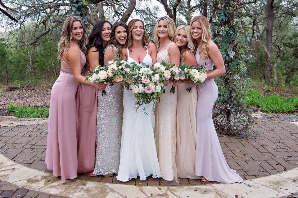 Bride with bridesmaids