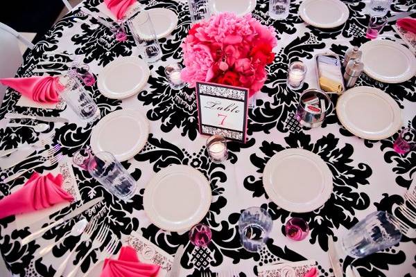 Pink & black Damask Wedding