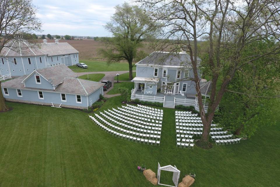 Ceremony set-up aerial view