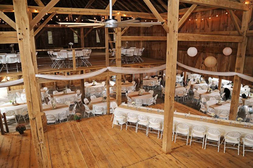 Reception set-up in a barn