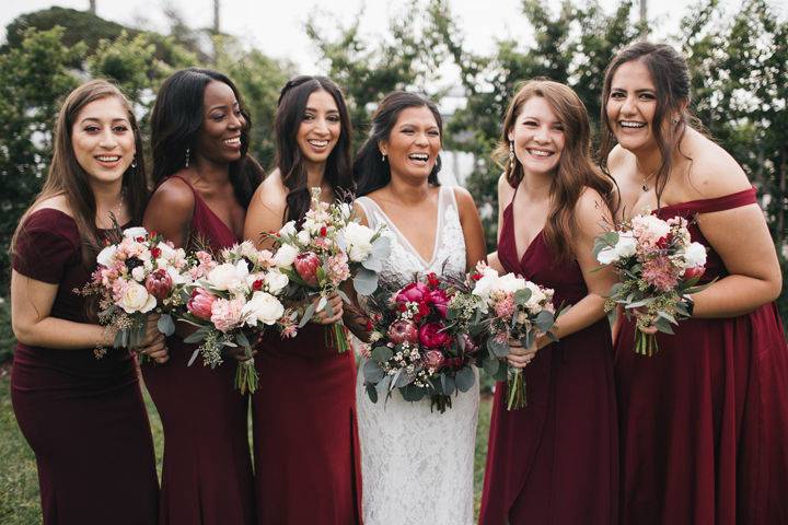 The bride with her bridesmaids