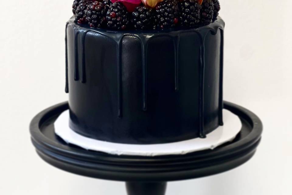 Blackberries on black