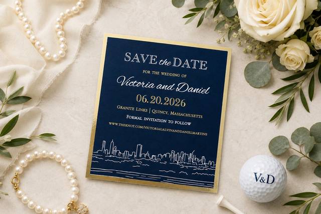 Navy & Gold Save the Date