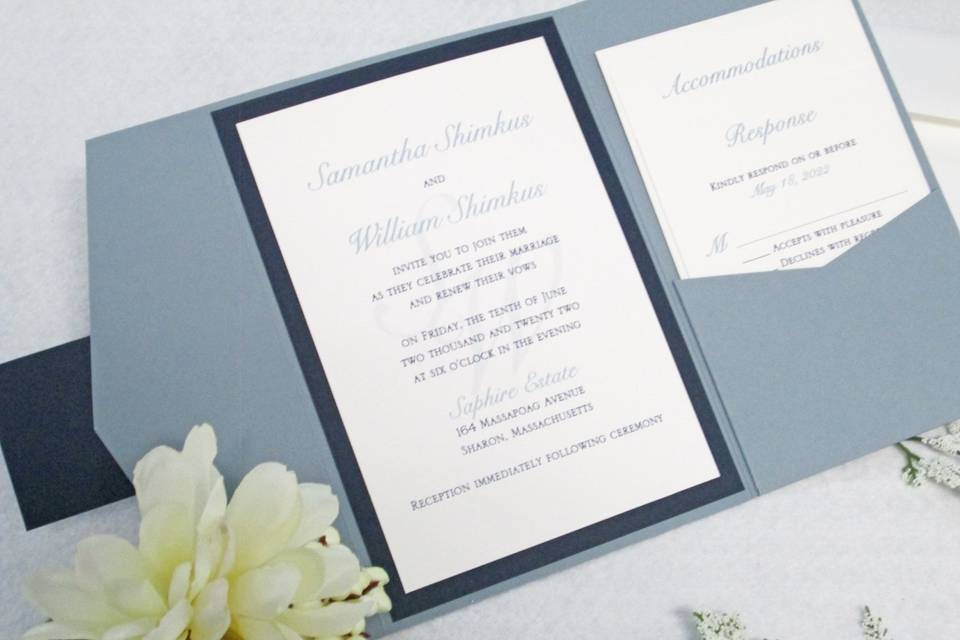 Dusty Blue Wedding Invitation