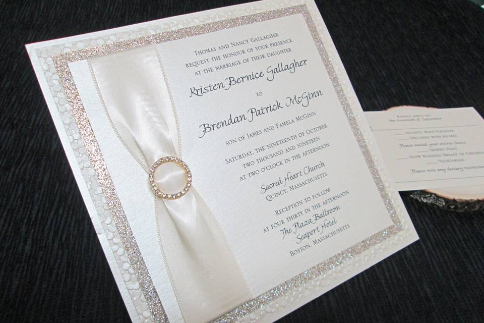 4 layer invitation with ribbon