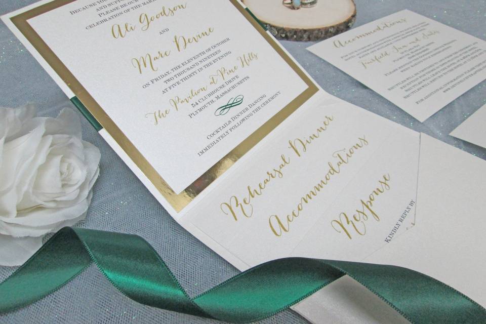 Green & gold invitation