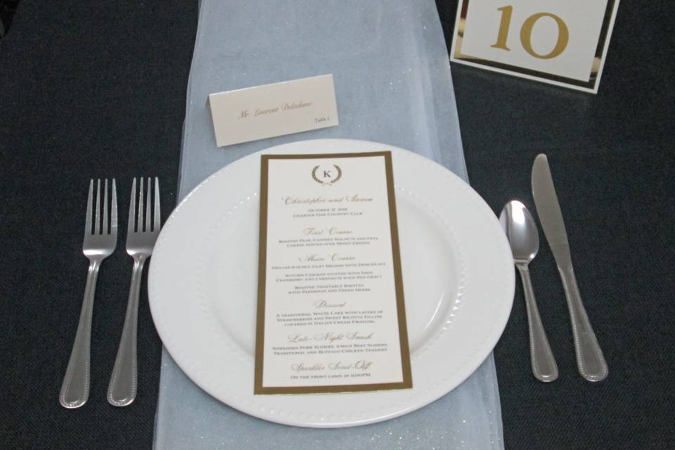 Menu, Place Card & Table #