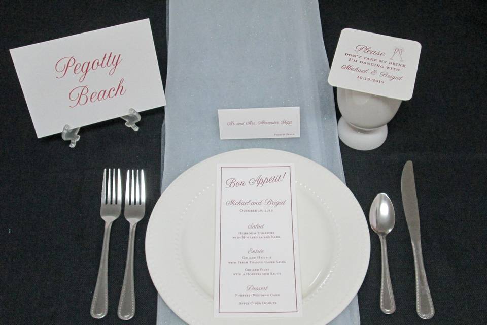 Menu, Table Name, Place Card