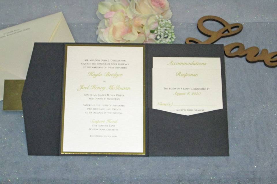 Black & Gold Pocket Invitation