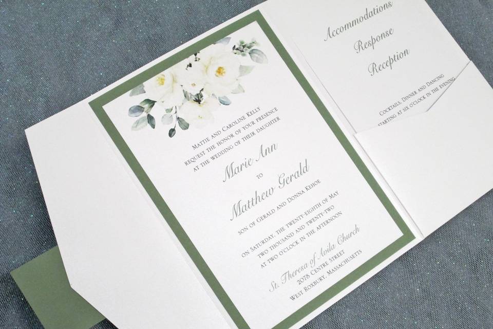 Sage & White Invitation