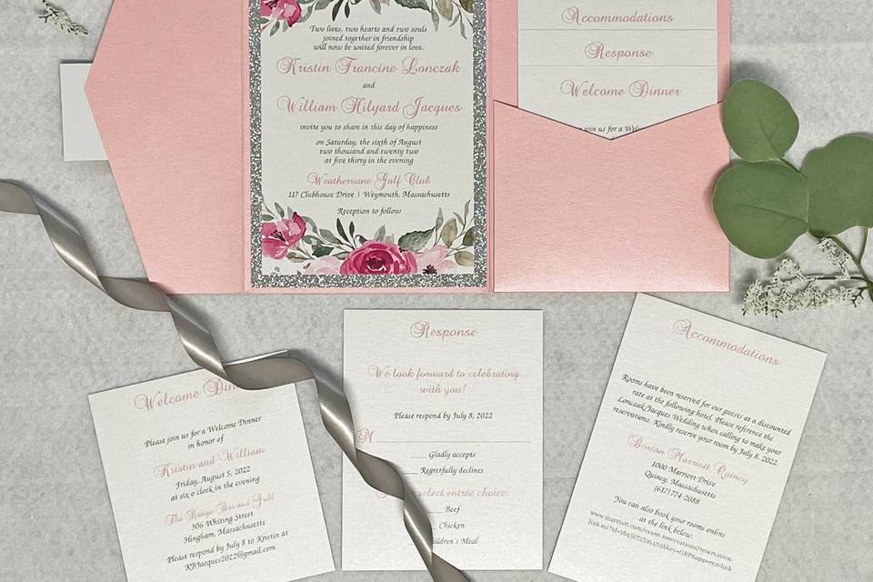 Floral and Glitter Invitation