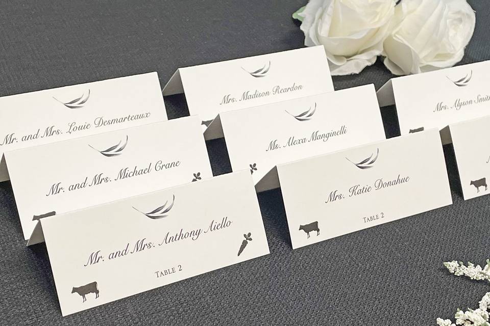 Place Cards w/ meal icons