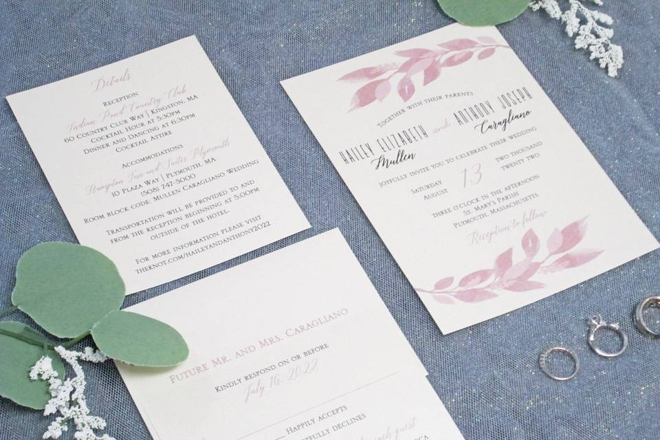 Mauve Leaf Invitation