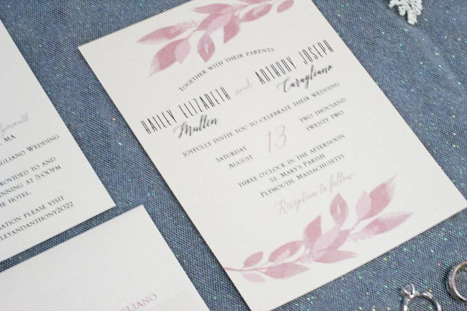 Mauve Leaf Invitation