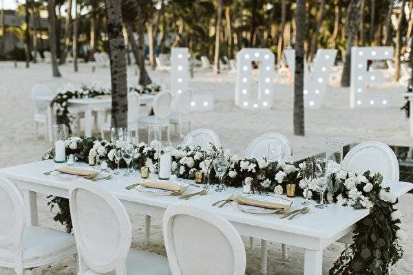 All white family setting