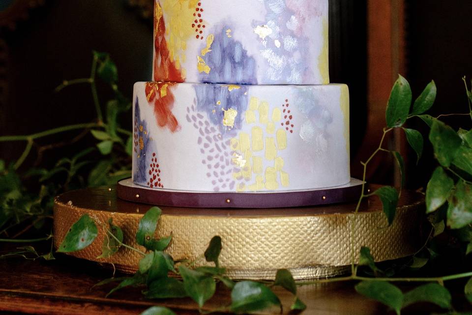 Lavender Abstract Wedding Cake