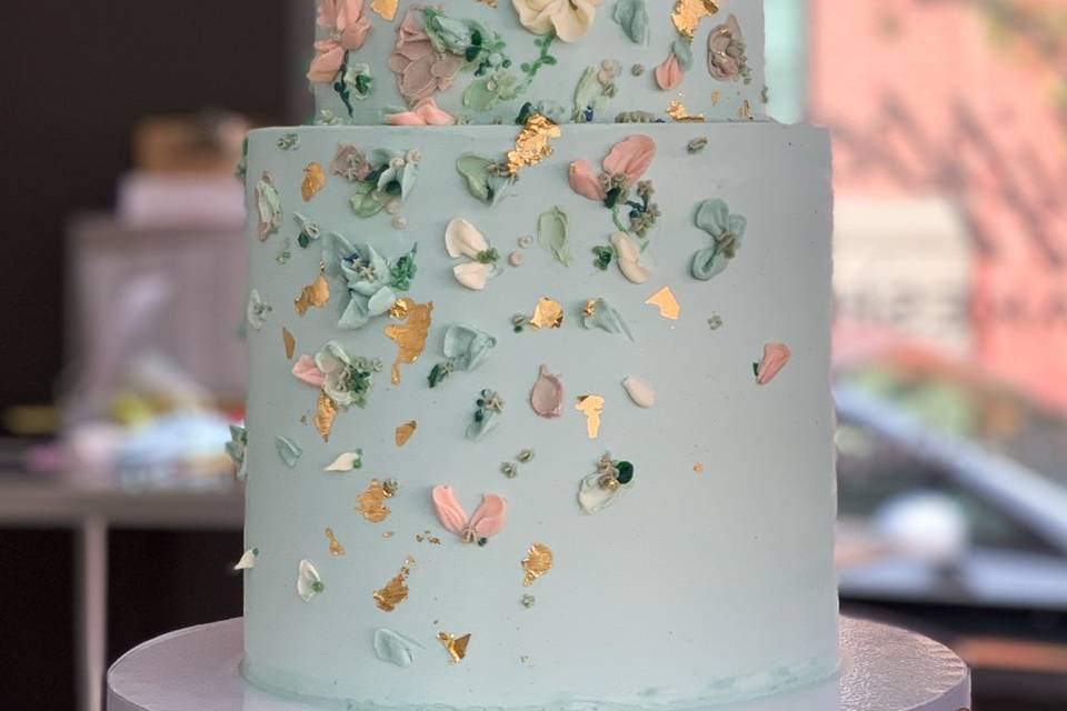 Falling Florals Wedding Cake