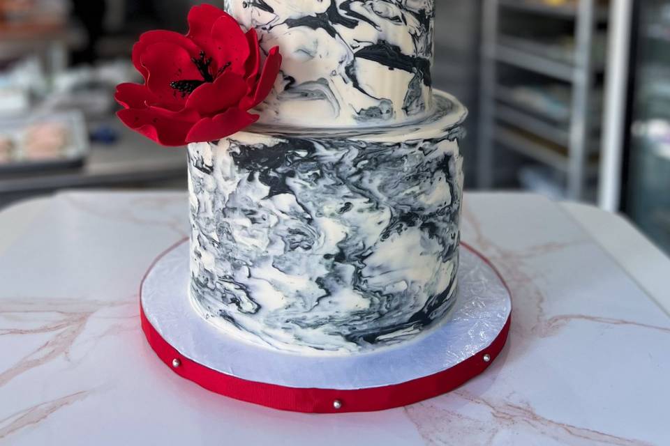 Marble Fault Line Wedding Cake