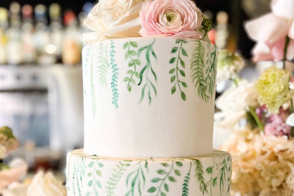 Painted Vines Wedding Cake
