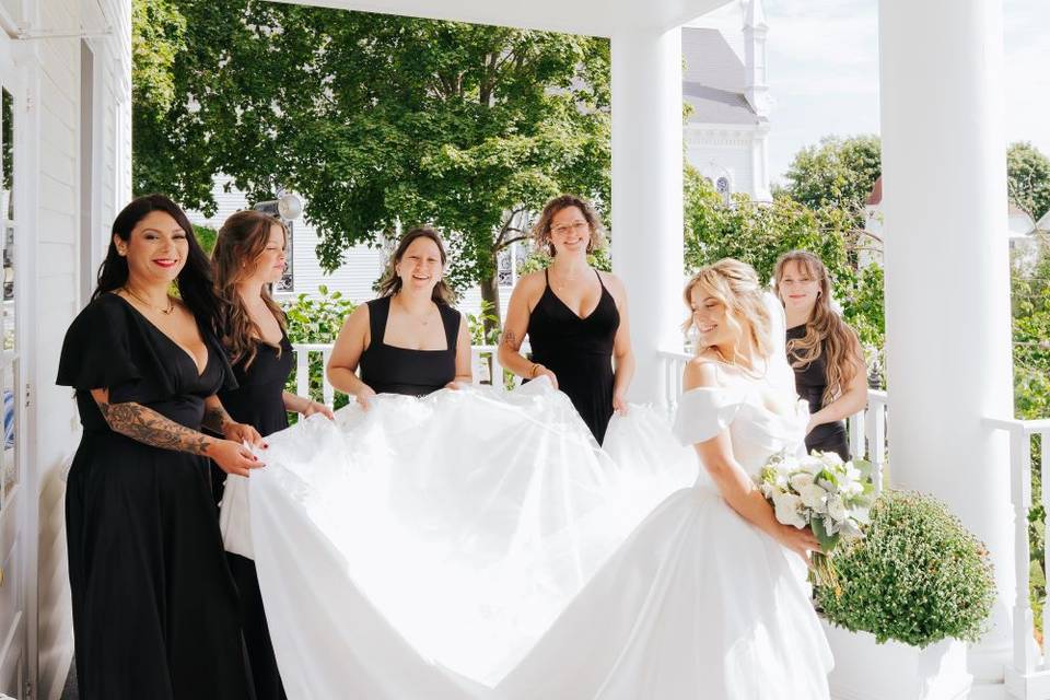 Bride on the front proch