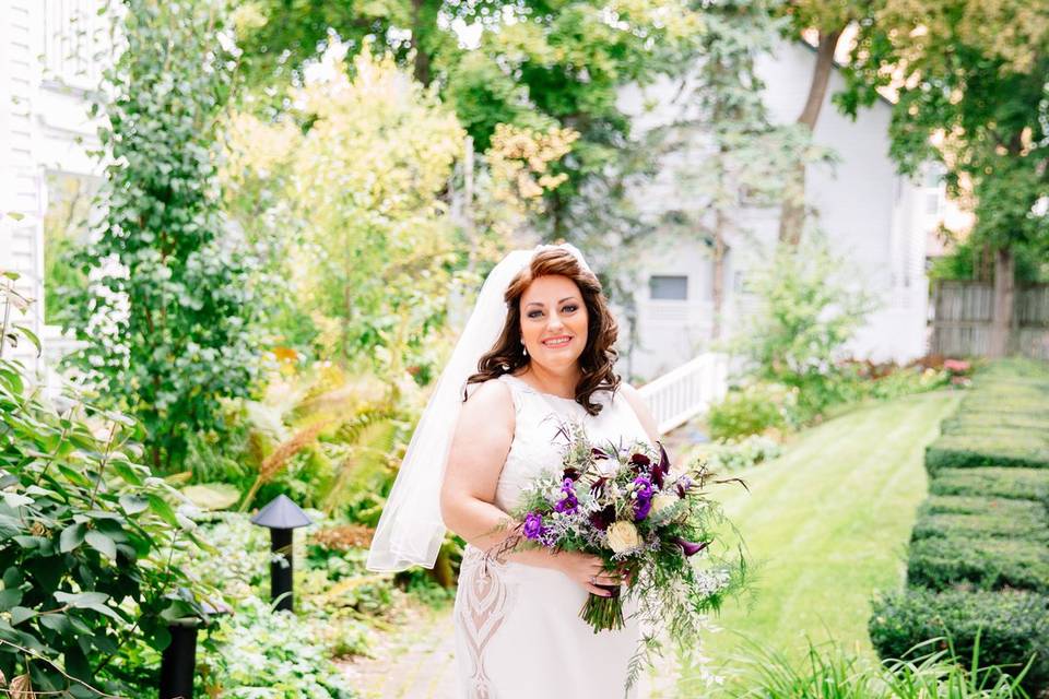 Bride in garden