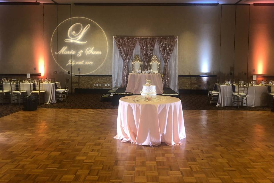 Dance floor and cake cutting area
