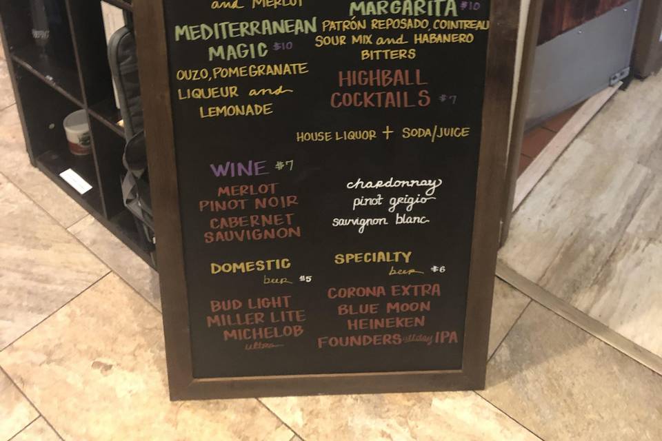 Custom Drink Menu