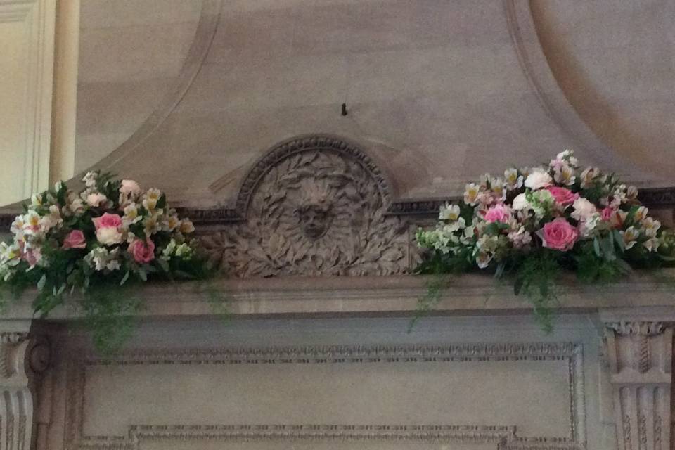 Flowers by the mantel