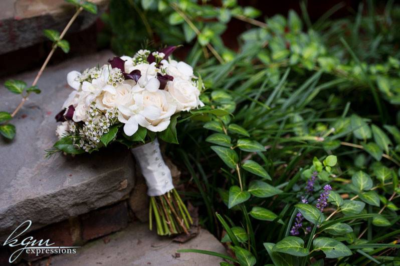 Flowers by the steps