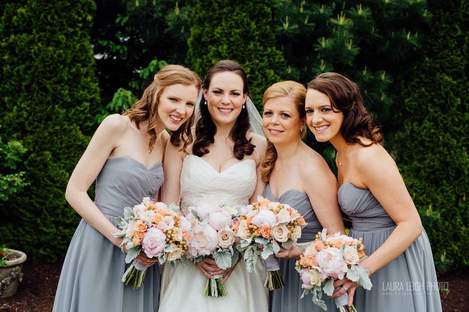 Bride and bridesmaids