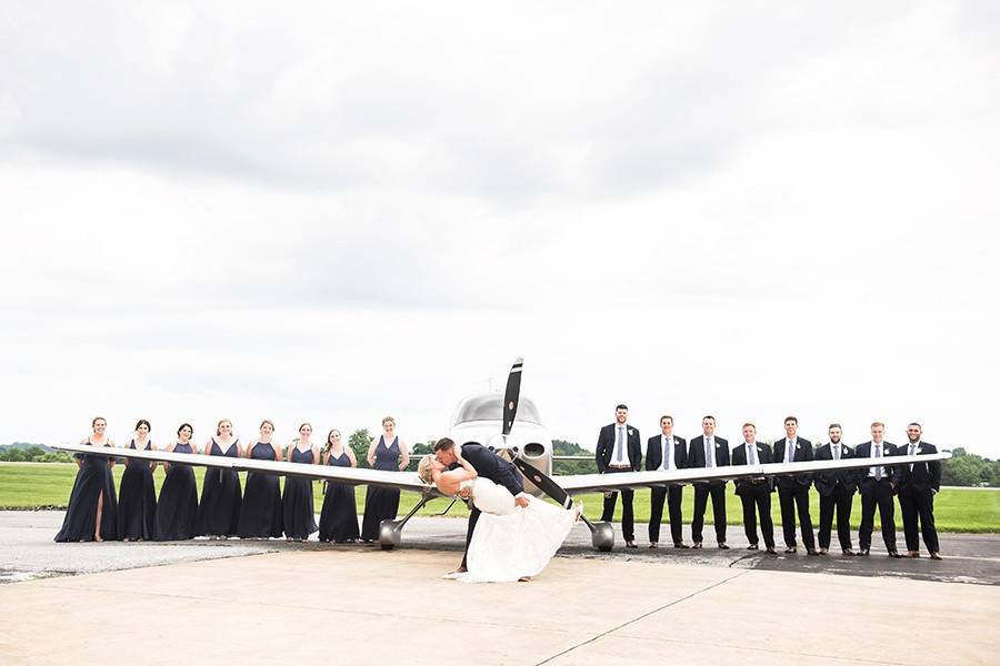 Bridal Party with Plane
