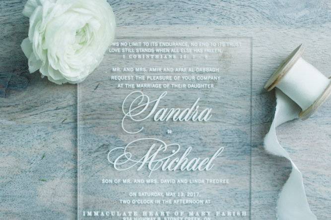 Acrylic wedding invitation
