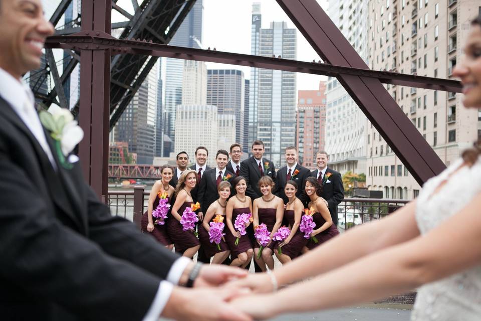 Bridal party railroad bridge