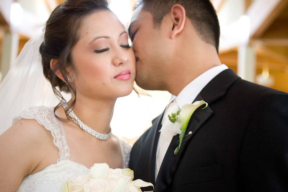 Church cheek kiss