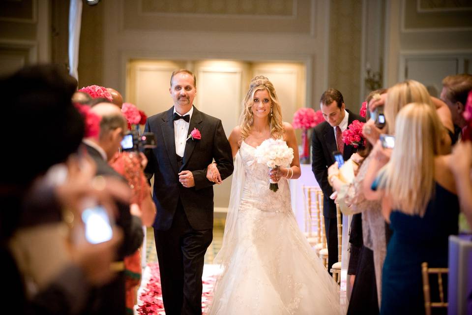Bride walking down the aisle