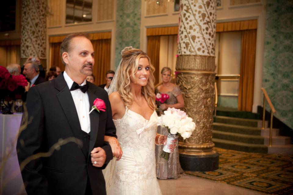 Bride walking down the aisle