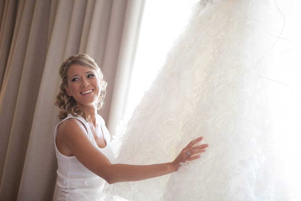 Bride with her dress