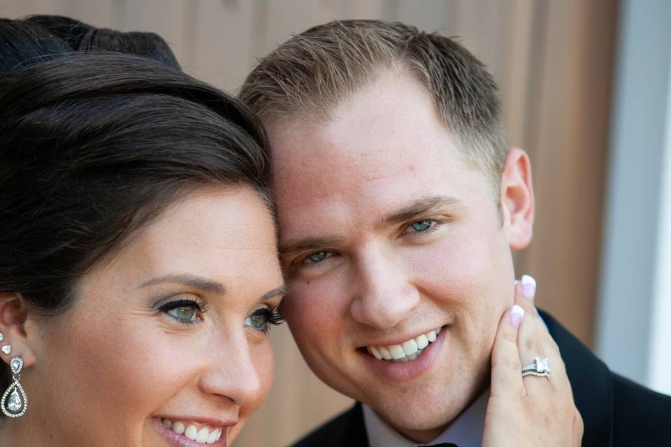 Bride and groom closeup