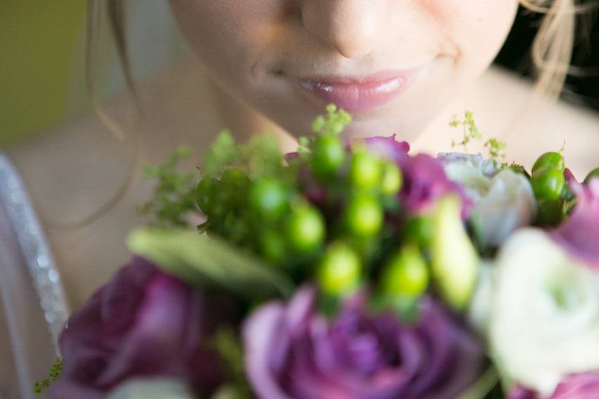 Bride & flowers