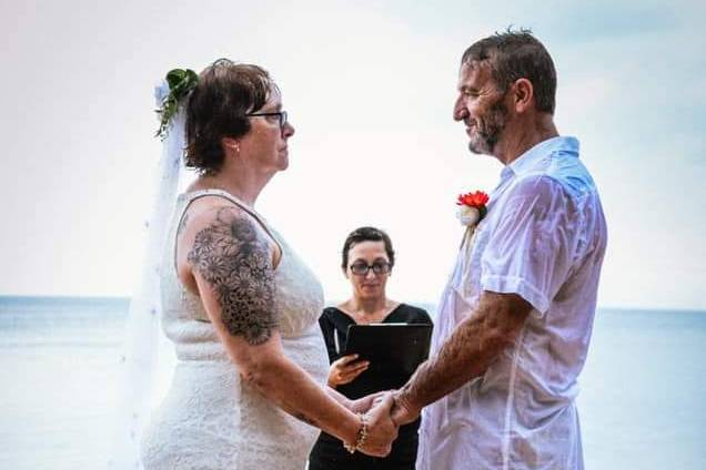 Rainy beach wedding in the up