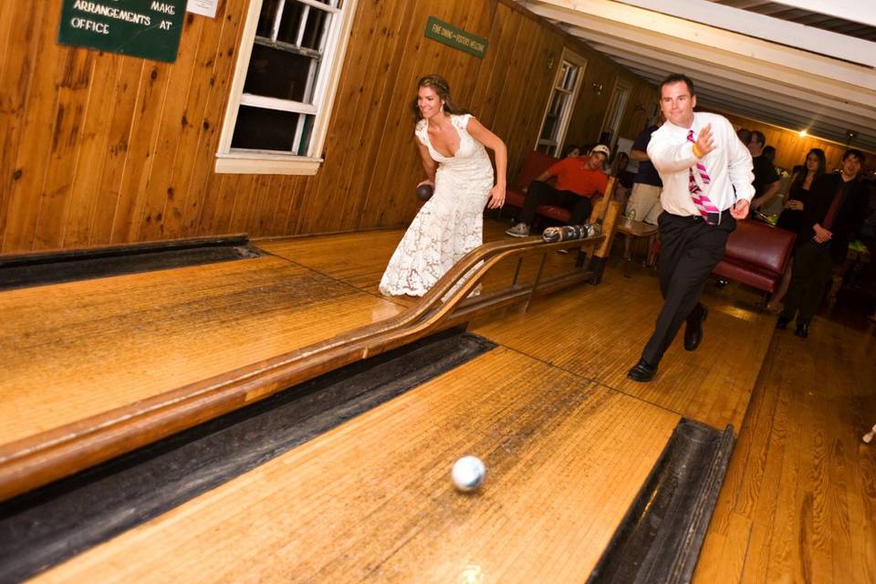 Candle pin bowling at the afterparty