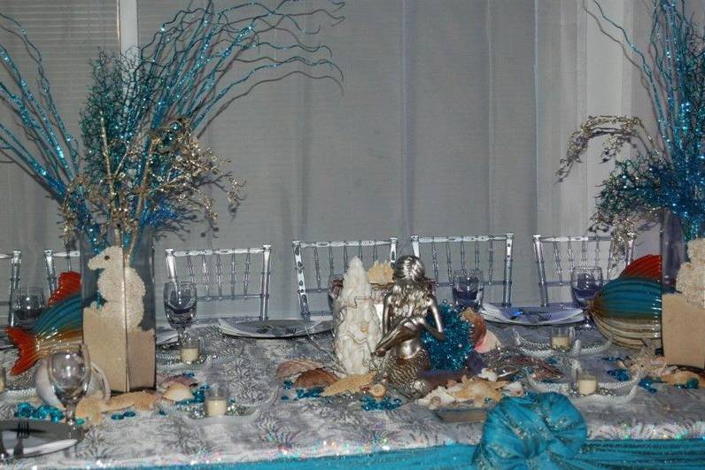 Table setup with centerpiece