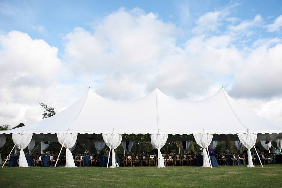 Wedding reception tent at the Farm at High Shoals near Athens, GA. (Photo by Kaitie Bryant Photography.)