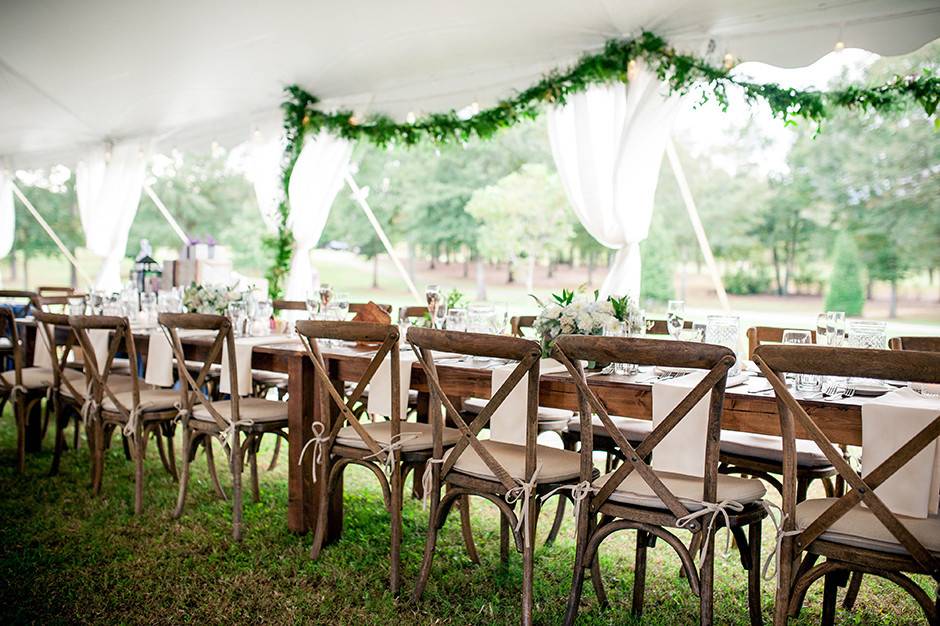 Wedding reception at the Farm at High Shoals in Athens, GA. (Photo by Kaitie Bryant Photography.)