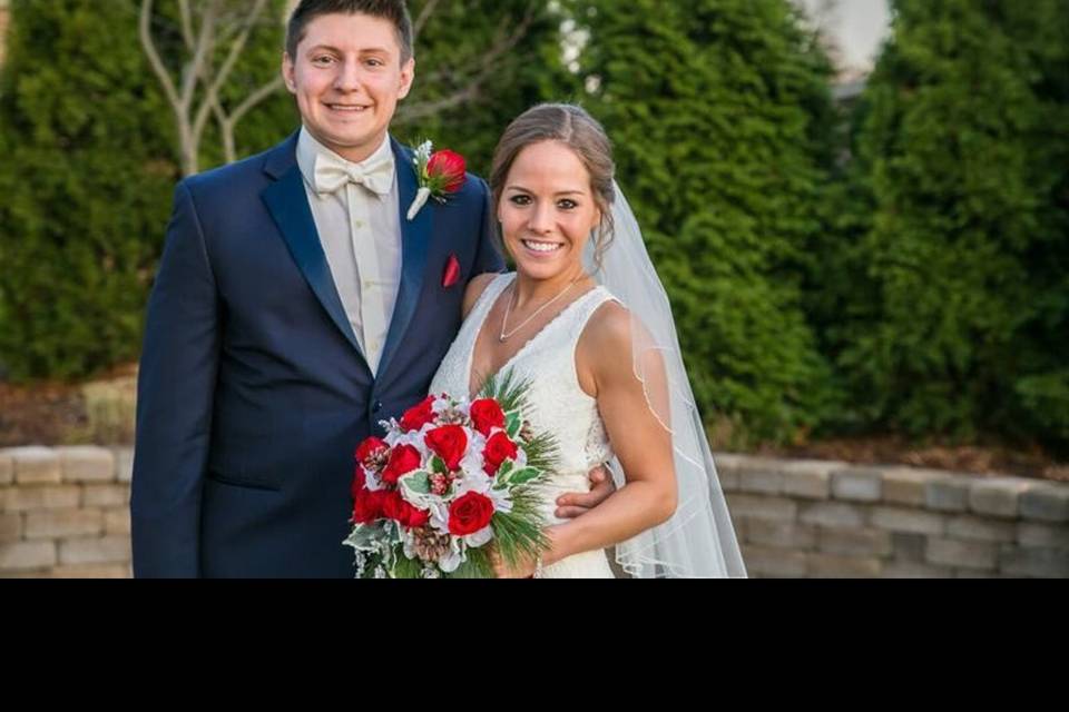 Christmas bride and groom