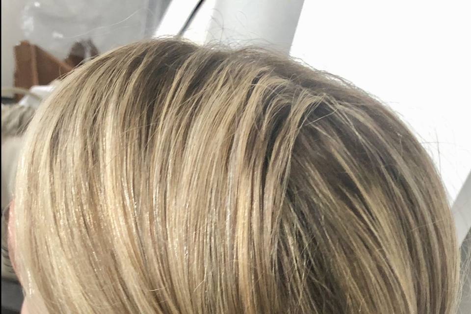 Neat pushed back hair