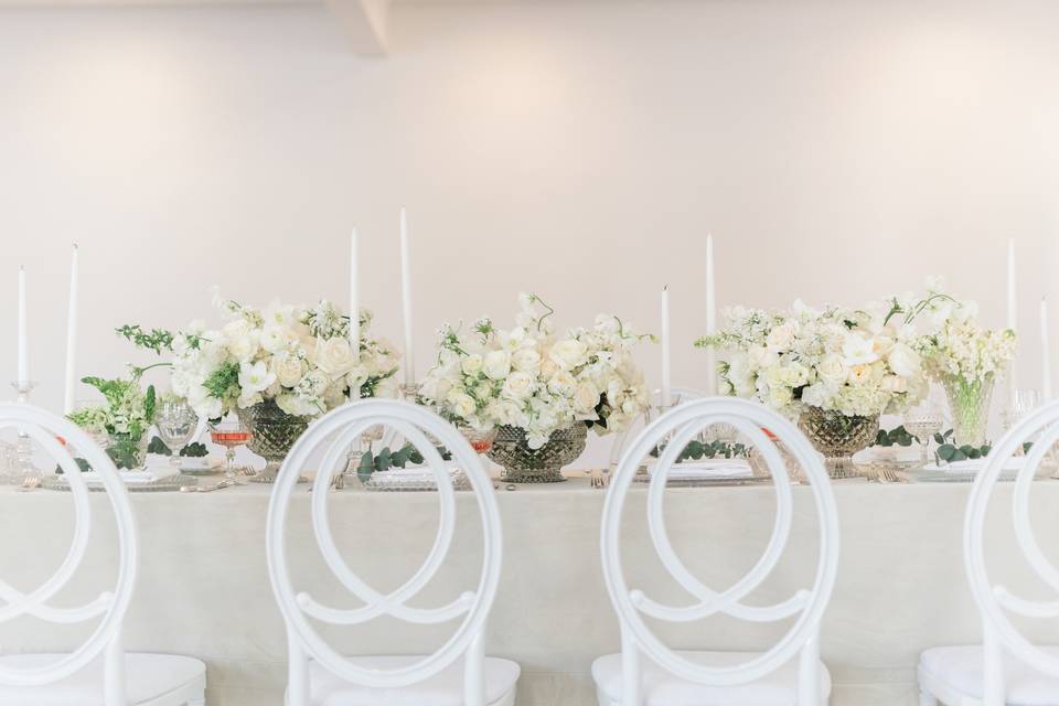 Table setup with centerpiece