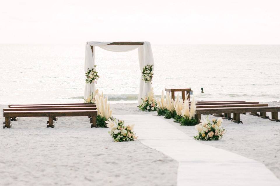 Beach Ceremony with benches