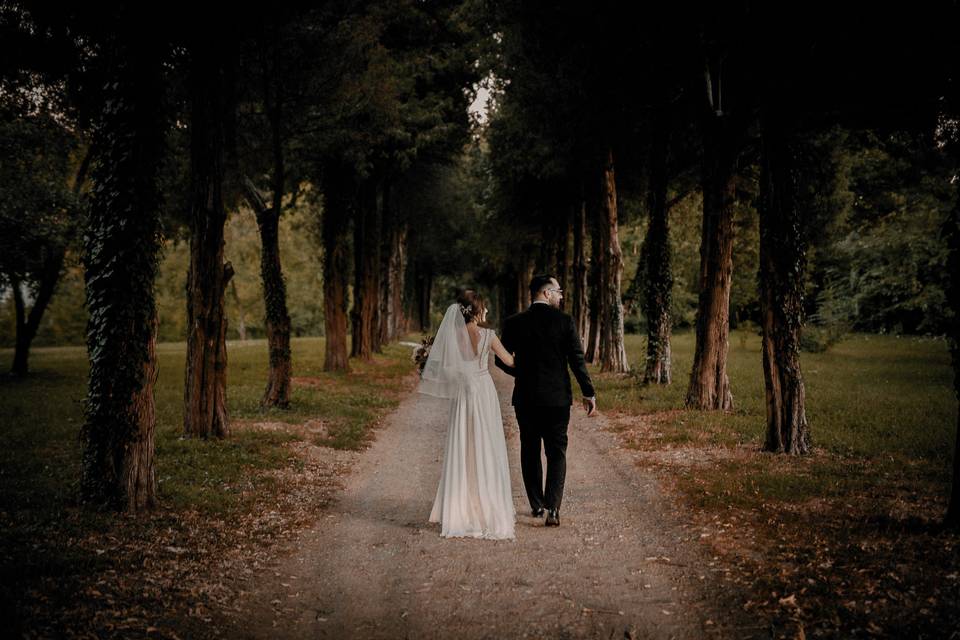 Walking towards their future together as husband and wife.