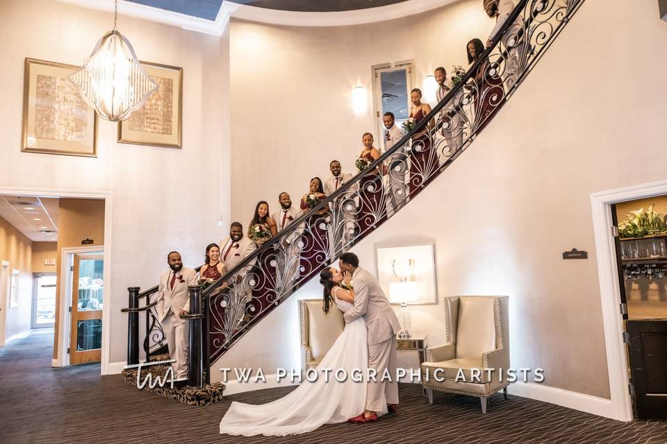 Bridal Party at the staircase
